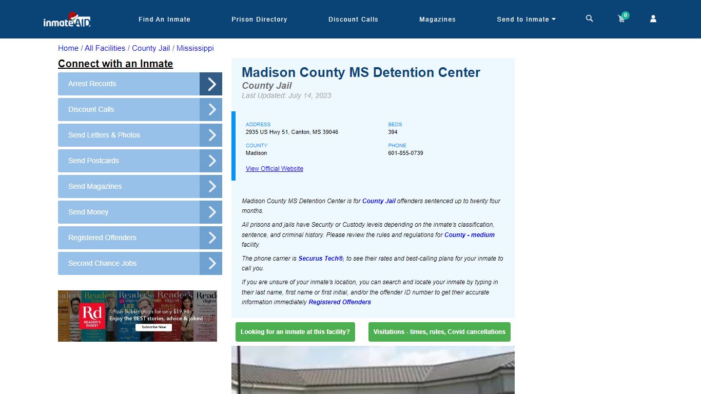 Madison County MS Detention Center - Inmate Locator - Canton, MS